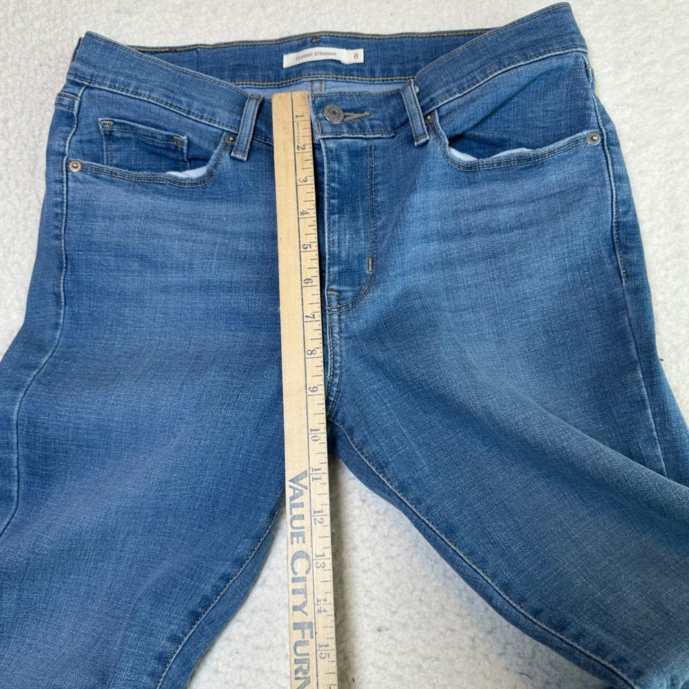 Levi Strauss & Co Classic Straight Leg Jeans Women's 8 Blue Medium Wash Stretch - Picture 8 of 15